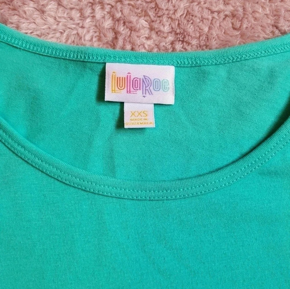 🛍LuLaRoe Irma Short Sleeve Teal Shirt Size Womens XXS - Picture 3 of 5